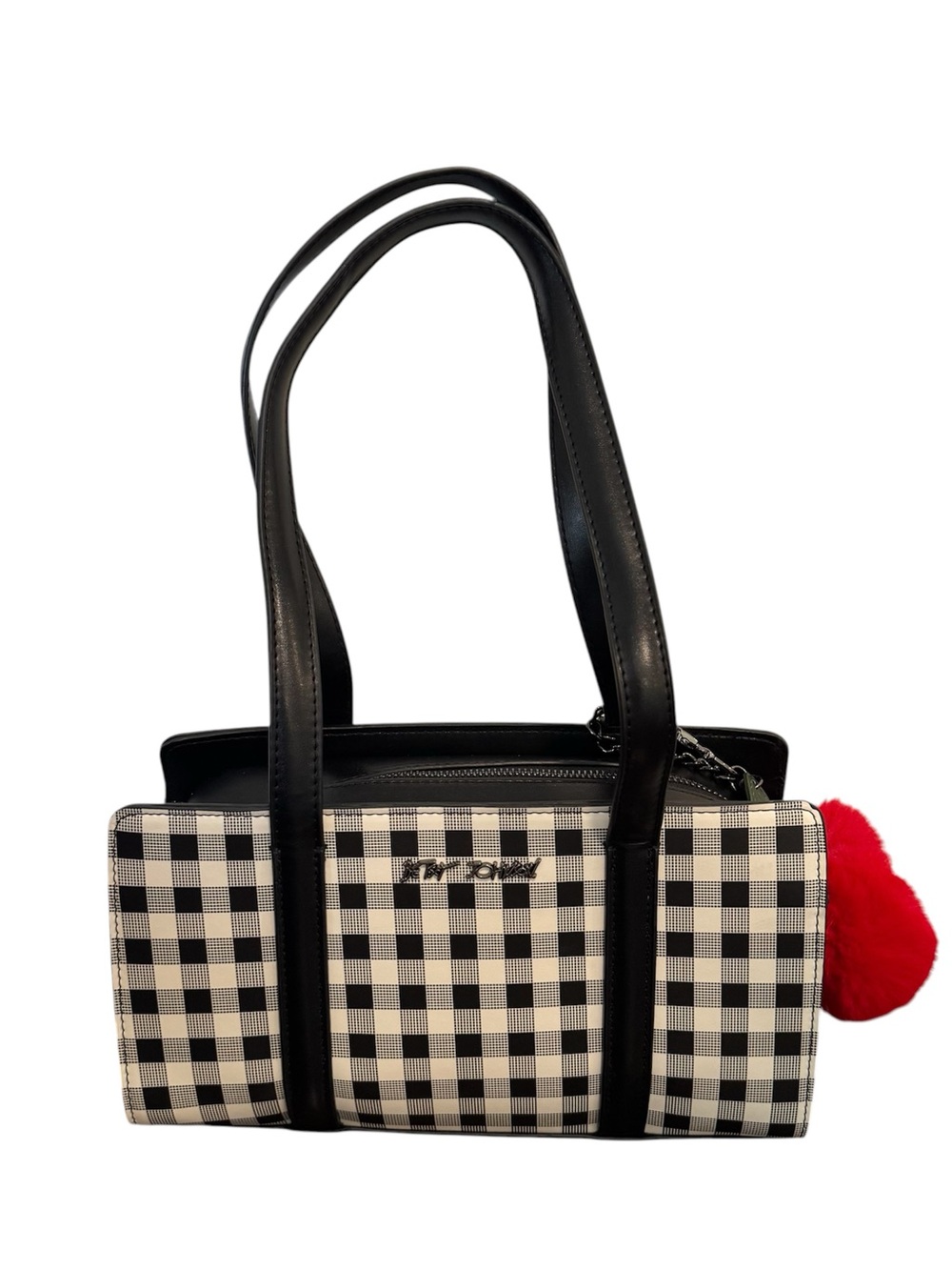 LUV BETSEY Betsey Johnson Plaid Shoulder Bag Satchel NWOT Black & White BM30640